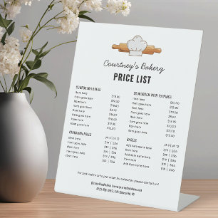 Signe De Table Boulangerie à pâte à pain tendance Menu Liste des 