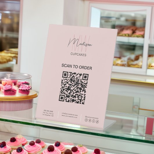 Signe De Table Boulangerie QR Scan Order Monogram Logo Business