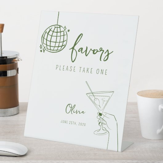 Signe De Table Boule de disco dessinée à la main Faveurs Signer p (In SItu)