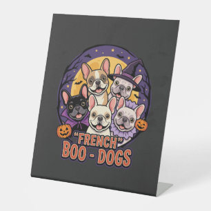 Signe De Table Bouledogue français Halloween Boo Dogs Vector