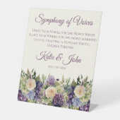 Signe De Table Bouquet de fleurs violettes d'aquarelle Mariage (Recto)