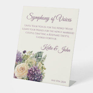Signe De Table Bouquet de fleurs violettes d'aquarelle Mariage