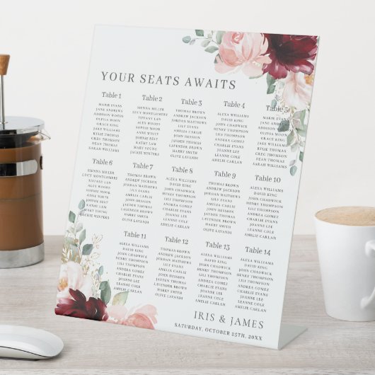 Signe De Table Bourgogne Blush Floral Mariage Seating Await (In SItu)
