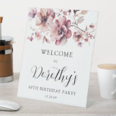 Signe De Table Bourgogne Dusty rose Floral 60e anniversaire Bienv (In SItu)