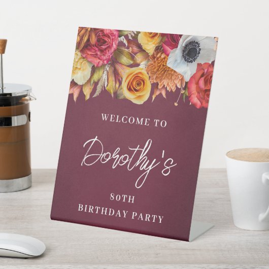 Signe De Table Bourgogne Fleurs d'automne 80e fête d'anniversaire (In SItu)