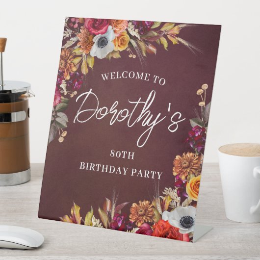 Signe De Table Bourgogne Fleurs d'automne 80e fête d'anniversaire (In SItu)