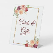 Signe De Table Bourgogne Gold Floral Automne Cartes de Mariage & (Recto)