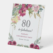Signe De Table Bourgogne rose Floral 80e anniversaire (Recto)