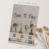 Signe De Table Bouteilles Boho | Fleurs | Code QR | Signal de pai