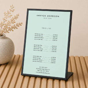 Signe De Table Boutique de Luxe Minimaliste Noir/Menthe