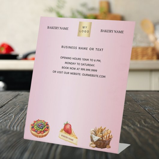 Signe De Table Boutique pâtisserie boulangerie rose logo menu pri