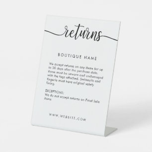 Signe De Table Boutique Vêtements Boutique Politique de retour