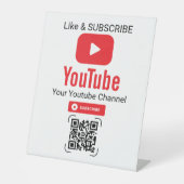 Signe De Table Bouton de lecture rouge Code QR YouTube S'abonner (Recto)