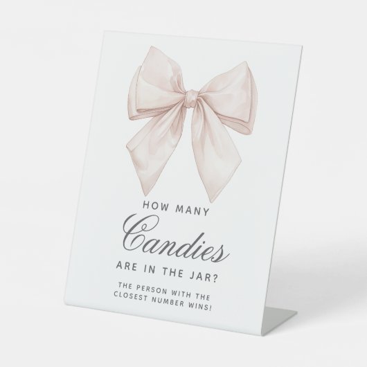 Signe De Table Bow blanc Combien de bonbons sont dans le pot (Recto)