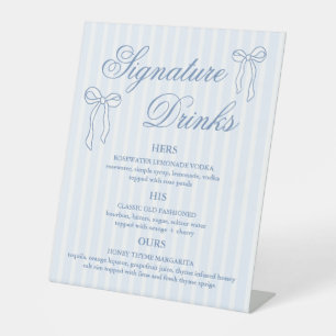 Signe De Table Bow Blue Mariage Signature Cocktails
