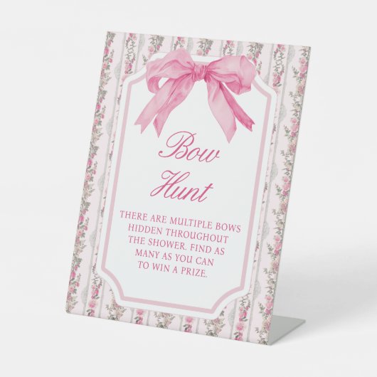 Signe De Table Bow Hunt Coquette Baby shower de devinette jeu de  (Recto)