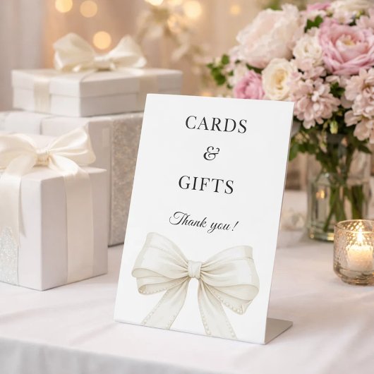 Signe De Table Bow ivory pearls elegant cards gifts sign