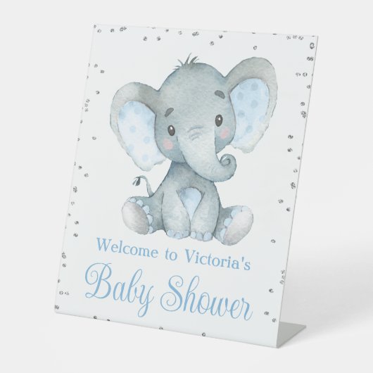 Signe De Table Boy Elephant Baby shower de bienvenue (Recto)