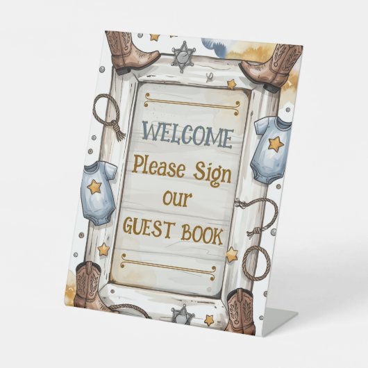 Signe De Table Boys Western Rustic Little Cowboy Rodeo (Recto)