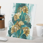 Signe De Table Branch with Golden Leaves Ginko Biloba (In SItu)