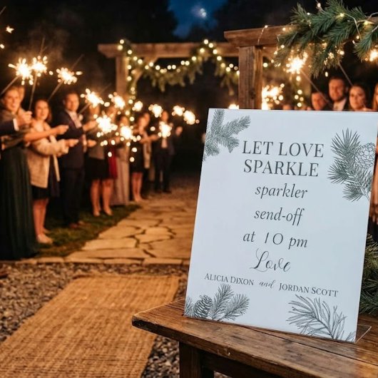 Signe De Table Branche de pin rustique verdure mariage cierge mag