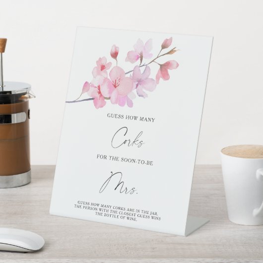 Signe De Table Branche Sakura - Devinez combien de bouchons (In SItu)