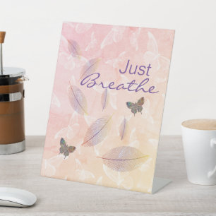 Signe De Table Breathe Feuille Butterflies Pastel