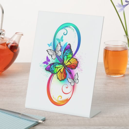 Signe De Table Bright infinity with rainbow butterfly (In SItu)