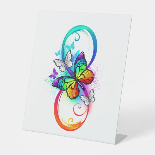 Signe De Table Bright infinity with rainbow butterfly (Recto)