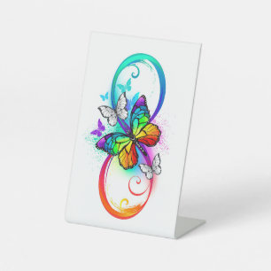 Signe De Table Bright infinity with rainbow butterfly