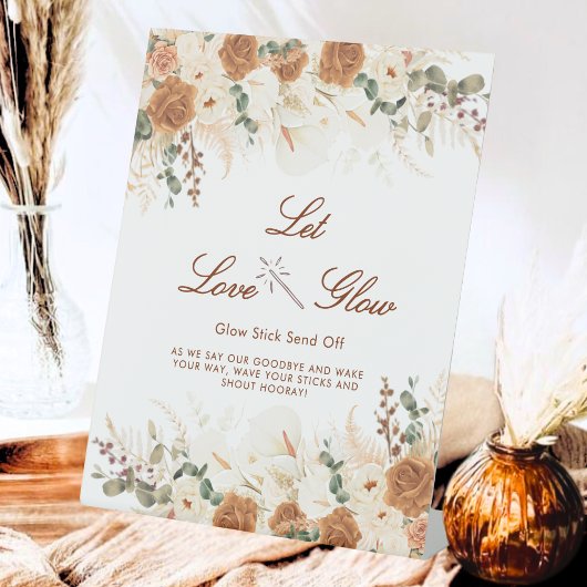 Signe De Table Bright Ivory Calla Lilies “Let Love Glow” Sign