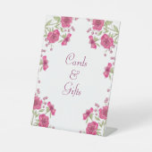 Signe De Table Bright Pink Rose Wedding Cards Gift Sign (Recto)