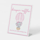 Signe De Table Brochure Raffle rose Eléphant bébé fille Douche (Recto)
