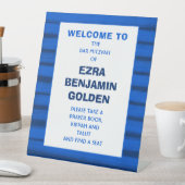 Signe De Table Brochures Bleu Barre Bat mitzvah PERSONNALISÉ (In SItu)