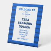 Signe De Table Brochures Bleu Barre Bat mitzvah PERSONNALISÉ (Recto)