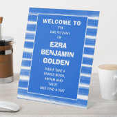 Signe De Table Brochures Bleu Barre Bat mitzvah PERSONNALISÉ (In SItu)