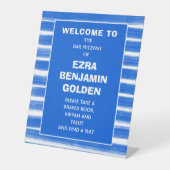 Signe De Table Brochures Bleu Barre Bat mitzvah PERSONNALISÉ (Recto)