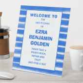 Signe De Table Brochures Bleu Barre Bat mitzvah PERSONNALISÉ (In SItu)