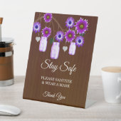 Signe De Table Brun Rustique violet foncé Floral Mason Jar Sécuri (In SItu)