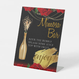 Signe De Table Brunch de mariée Rose turque rouge Mimosa Bar Pede