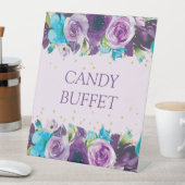Signe De Table Buffet de bonbons Floral couleur bleu violet (In SItu)