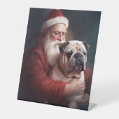 Signe De Table Bulldog avec Noël Festif du Père Noël (Recto)