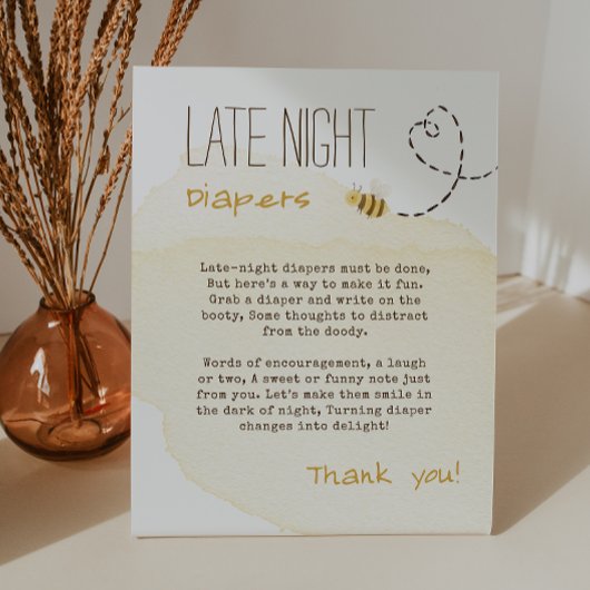 Signe De Table Bumbleb Sweet Bee Baby shower Diapés de nuit tardi