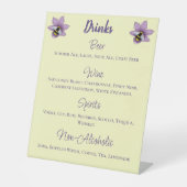 Signe De Table Bumblebee Lavender Flowers Jaune Boissons Menu (Recto)
