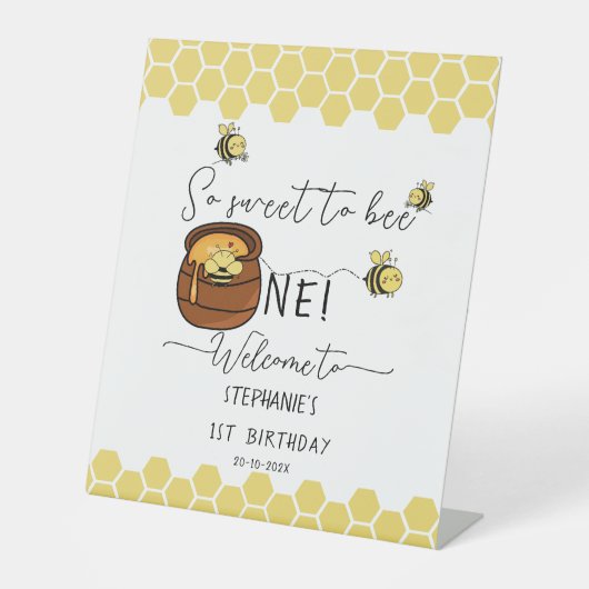 Signe De Table Bumblebee So Sweet To Bee Un 1er Anniversaire Bien (Recto)