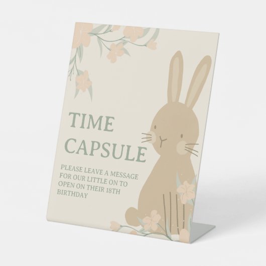 Signe De Table Bunny 1er Anniversaire Tableau Capsule Heure (Recto)