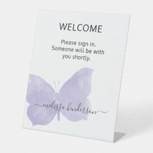 Signe De Table Bureau d'accueil des papillons violets professionn