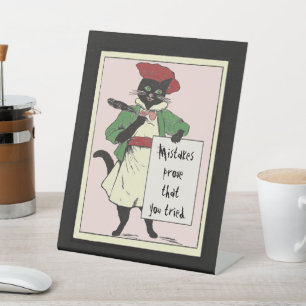 Signe De Table Bureau de l'enseignant vintage de Motivation Chat