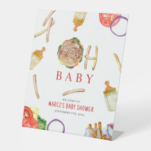 Signe De Table Burgers et bouteilles Oh Baby shower Bienvenue