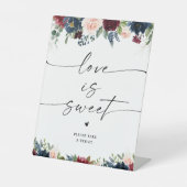 Signe De Table Burgundy et Navy Love Is Sweet Sign (Recto)